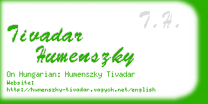 tivadar humenszky business card